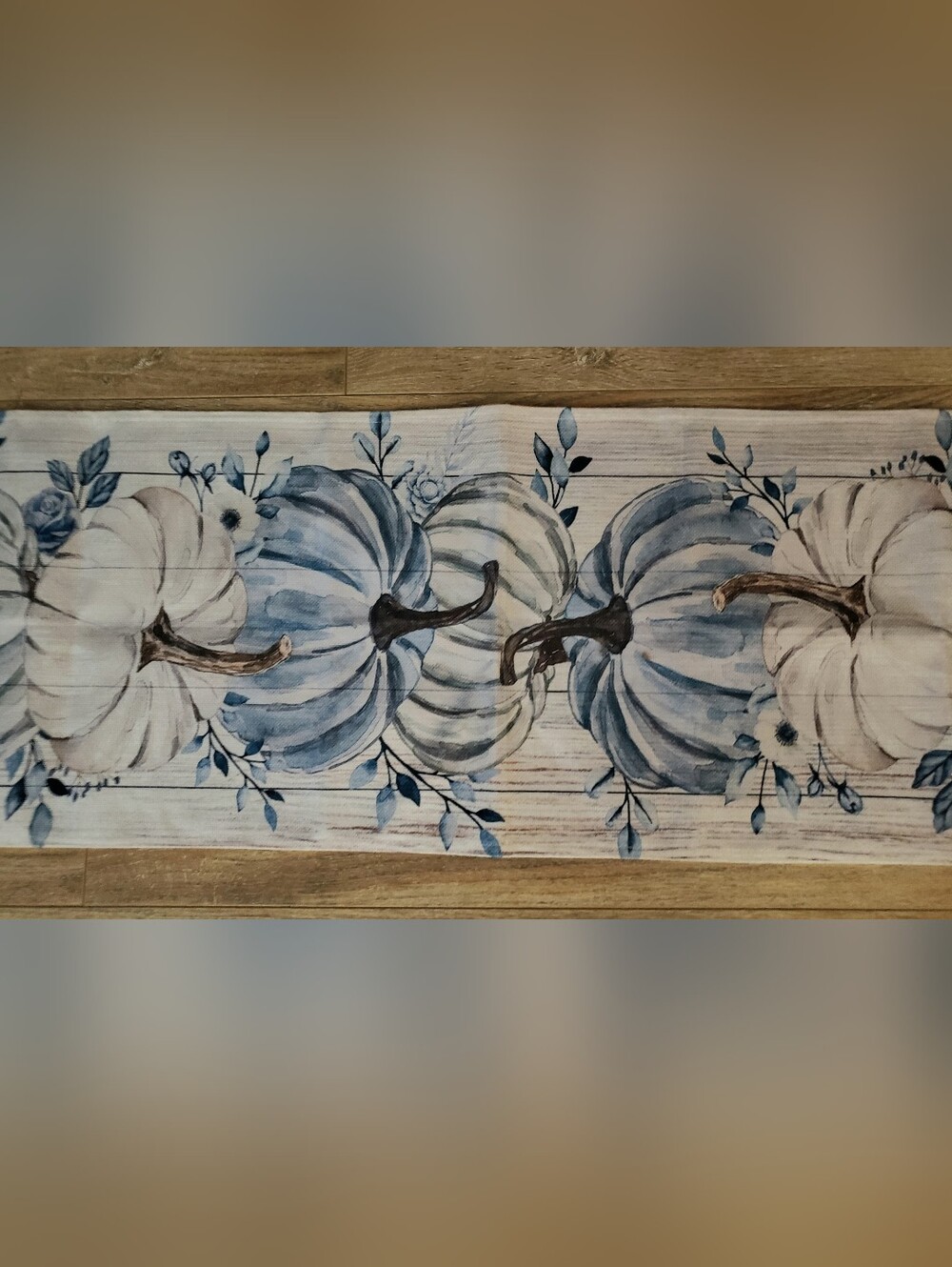 Blue & White Pumpkin Table Runner